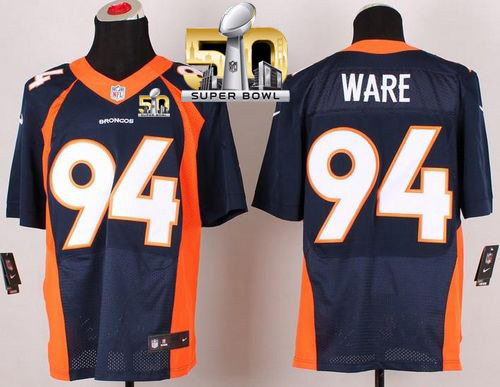 Nike Broncos #94 DeMarcus Ware Navy Blue Alternate Super Bowl 50 Men's Stitched NFL New Elite Jersey - Click Image to Close